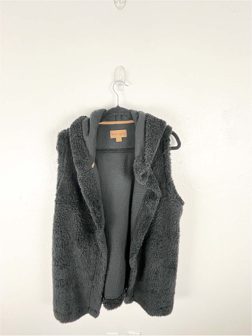 KOOLABURRA by UGG Black Sherpa Pockets Hooded Vest Size XL Cozy Neutral Boho
